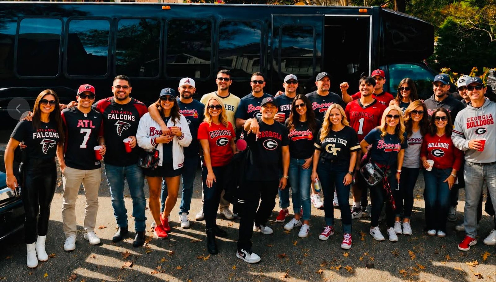 Sports group with Play-It-Safe party bus transportation