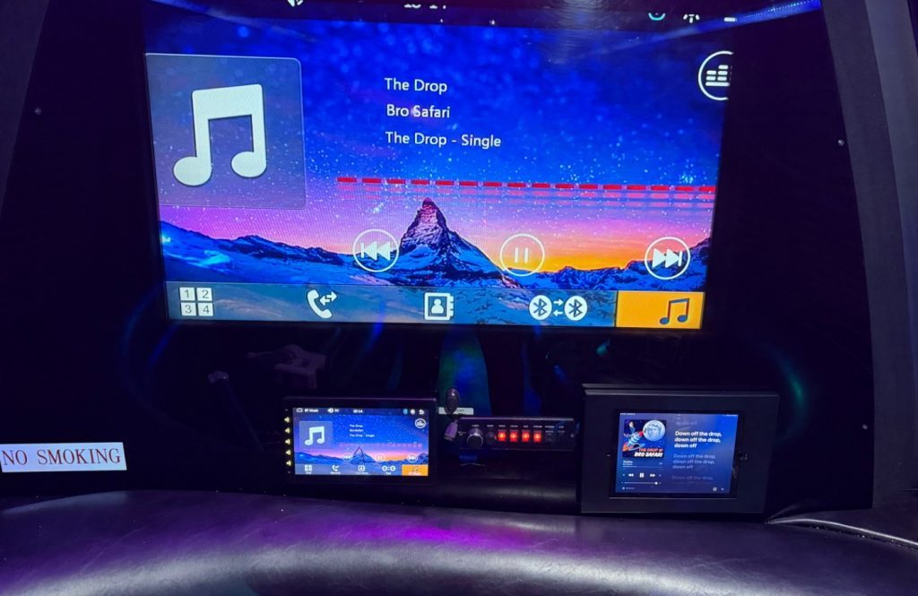 Party bus touchscreen entertainment system