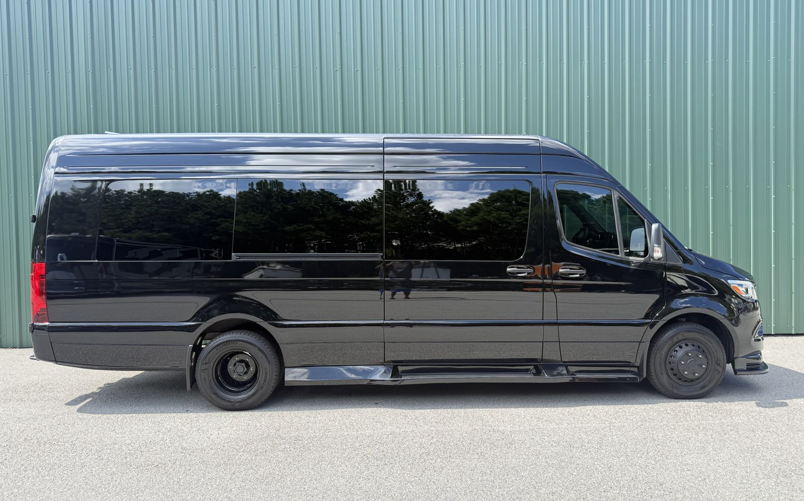 Black Mercedes Sprinter limo side profile